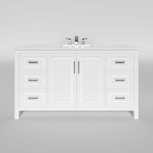 Kennesaw 59.5 inch Single Bathroom Vanity in White- Cabinet Only - Bathroom Vanities Outlet