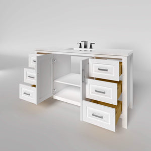 Kennesaw 59.5 inch Single Bathroom Vanity in White- Cabinet Only - Bathroom Vanities Outlet