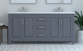 Kennesaw 71.5 inch Double Bathroom Vanity in Charcoal- Cabinet Only - Bathroom Vanities Outlet