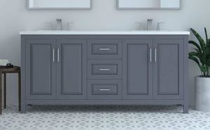 Kennesaw 71.5 inch Double Bathroom Vanity in Charcoal- Cabinet Only - Bathroom Vanities Outlet
