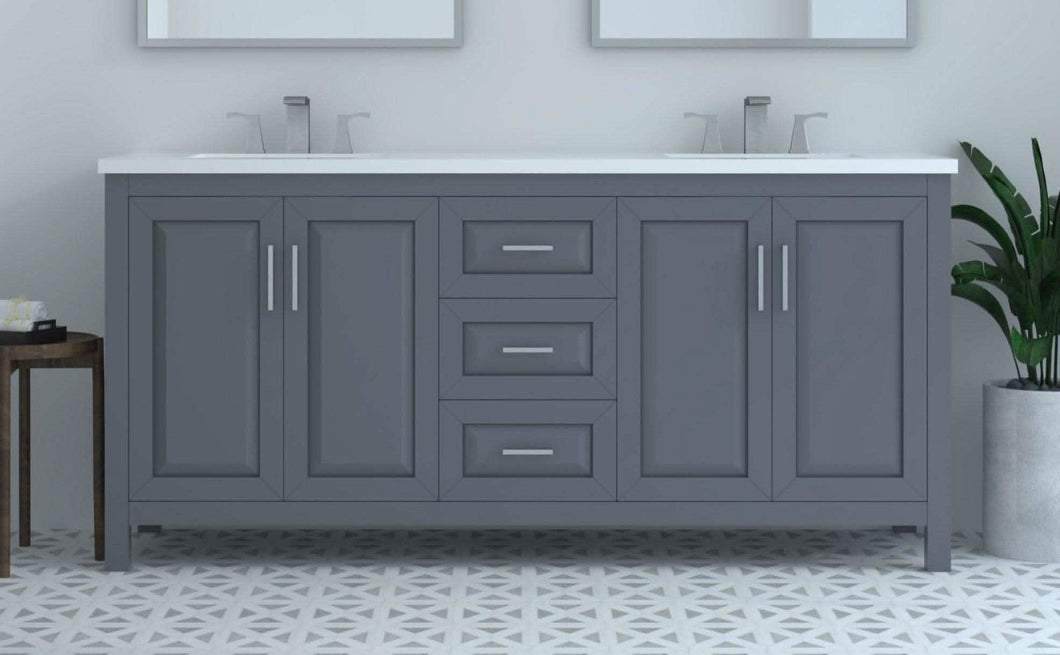 Kennesaw 71.5 inch Double Bathroom Vanity in Charcoal- Cabinet Only - Bathroom Vanities Outlet