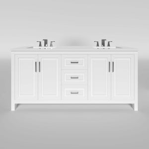 Kennesaw 71.5 inch Double Bathroom Vanity in White- Cabinet Only - Bathroom Vanities Outlet