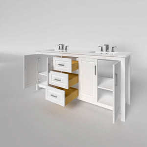 Kennesaw 71.5 inch Double Bathroom Vanity in White- Cabinet Only - Bathroom Vanities Outlet