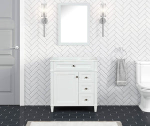 Kensington 29.5 Right Drawers in All Wood Vanity in Bright White - Cabinet Only - Bathroom Vanities Outlet