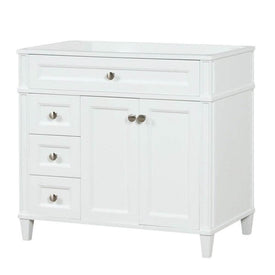 Kensington 35.5 Left Drawers in All Wood Vanity in Bright White - Cabinet Only - Bathroom Vanities Outlet