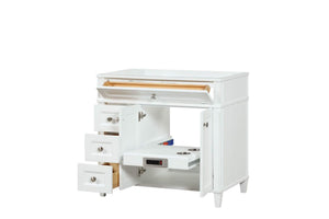 Kensington 35.5 Left Drawers in All Wood Vanity in Bright White - Cabinet Only - Bathroom Vanities Outlet