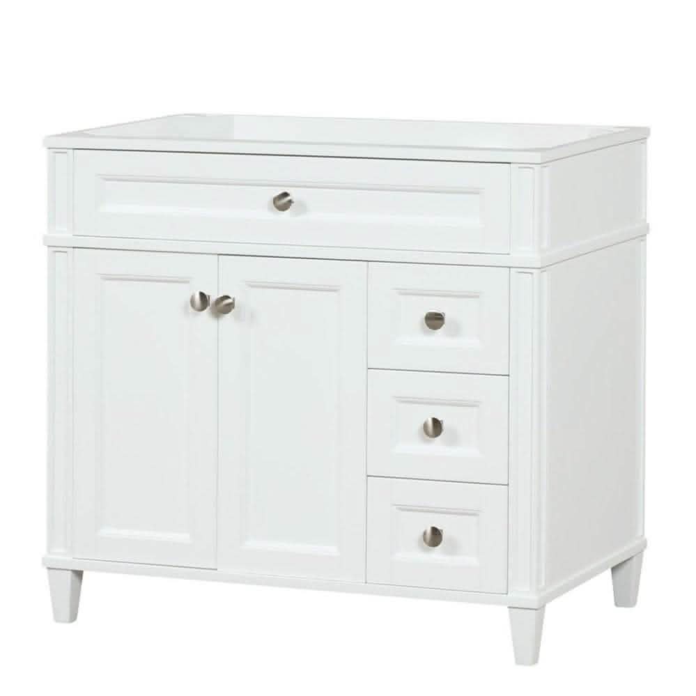 Kensington 35.5 Right Drawers in All Wood Vanity in Bright White - Cabinet Only - Bathroom Vanities Outlet
