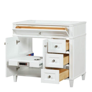 Kensington 35.5 Right Drawers in All Wood Vanity in Bright White - Cabinet Only - Bathroom Vanities Outlet