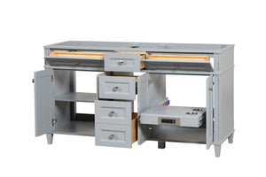 Kensington 59.5 Double in All Wood Vanity in Metal Gray - Cabinet Only - Bathroom Vanities Outlet