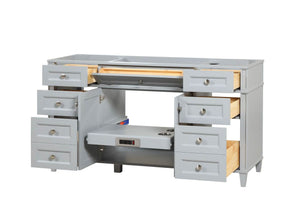 Kensington 59.5 Single in All Wood Vanity in Metal Gray - Cabinet Only - Bathroom Vanities Outlet