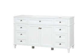 Kensington 59.5 Single in All Wood Vanity in Bright White - Cabinet Only - Bathroom Vanities Outlet