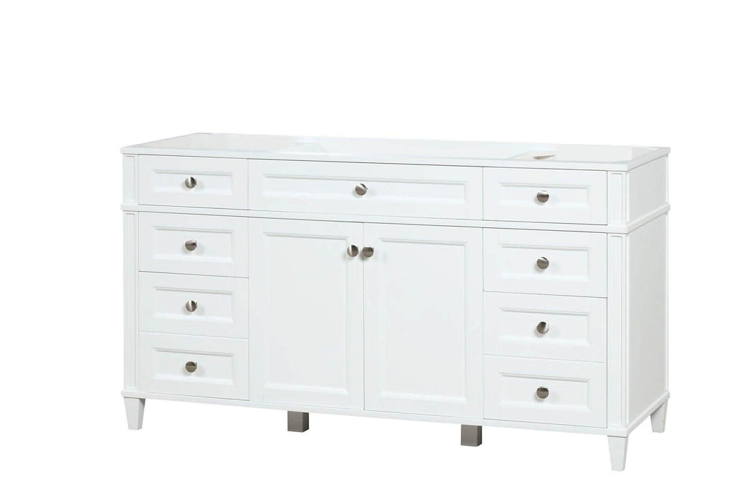 Kensington 59.5 Single in All Wood Vanity in Bright White - Cabinet Only - Bathroom Vanities Outlet