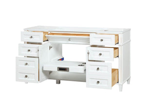 Kensington 59.5 Single in All Wood Vanity in Bright White - Cabinet Only - Bathroom Vanities Outlet