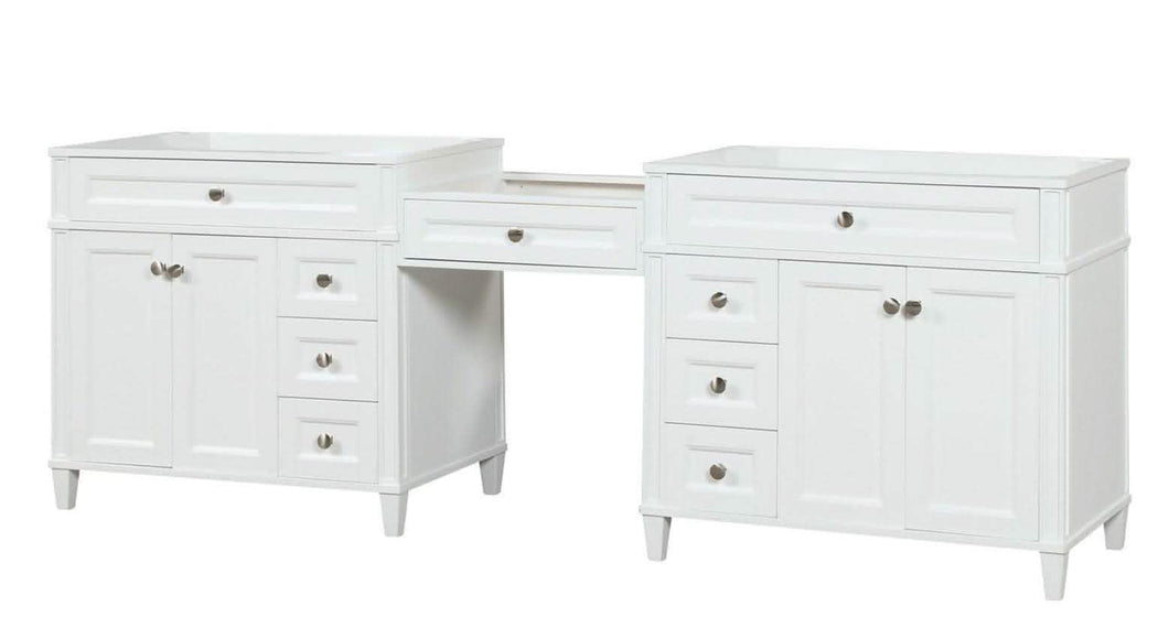 Kensington 96 inch All Wood Vanity in White - Cabinet Only - Bathroom Vanities Outlet