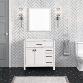 London 35.5 Inch- Single Bathroom Vanity in Bright White - Bathroom Vanities Outlet