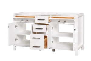London 59.5 Inch- Double Bathroom Vanity in Bright White - Bathroom Vanities Outlet
