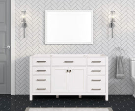 London 59.5 Inch Single Bathroom Vanity in Bright White - Bathroom Vanities Outlet