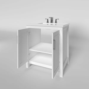 Kennesaw 29.5 inch Bathroom Vanity in White- Cabinet Only - Bathroom Vanities Outlet