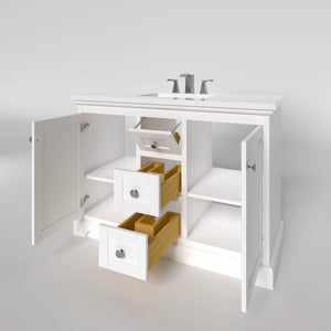 Marietta 47.5 inch Single or Double Bathroom Vanity in White- Cabinet Only - Bathroom Vanities Outlet