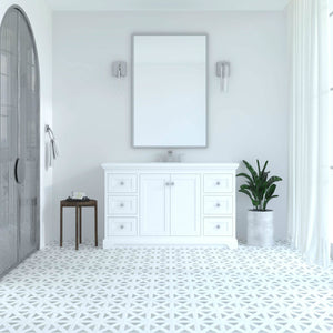 Marietta 53.5 inch Single Bathroom Vanity in White- Cabinet Only - Bathroom Vanities Outlet