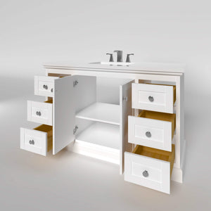 Marietta 53.5 inch Single Bathroom Vanity in White- Cabinet Only - Bathroom Vanities Outlet