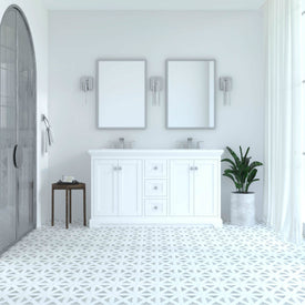 Marietta 59.5 inch Double Bathroom Vanity in White- Cabinet Only - Bathroom Vanities Outlet