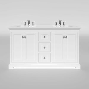 Marietta 59.5 inch Double Bathroom Vanity in White- Cabinet Only - Bathroom Vanities Outlet