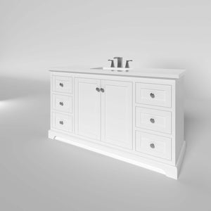 Marietta 59.5 inch Single Bathroom Vanity in White- Cabinet Only - Bathroom Vanities Outlet