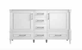 Atlanta 59.5 inch Double Bathroom Vanity in White- Cabinet Only - Bathroom Vanities Outlet