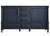 Atlanta 59.5 inch Double Bathroom Vanity in Navy- Cabinet Only - Bathroom Vanities Outlet