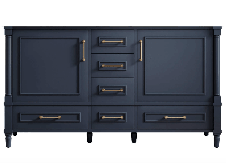 Atlanta 59.5 inch Double Bathroom Vanity in Navy- Cabinet Only - Bathroom Vanities Outlet