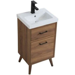 Elegant Decor Boise 18" Porcelain Top Bathroom Vanity in Walnut Brown - Bathroom Vanities Outlet