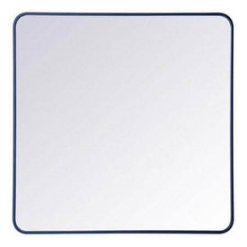 Elegant Decor Soft corner metal rectangular mirror 36x36 inch in Blue - Bathroom Vanities Outlet