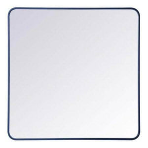 Elegant Decor Soft corner metal rectangular mirror 36x36 inch in Blue - Bathroom Vanities Outlet