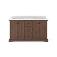 Load image into Gallery viewer, 60" Portage Peak Vanity in Light Oak with Quartz Top - Bathroom Vanities Outlet