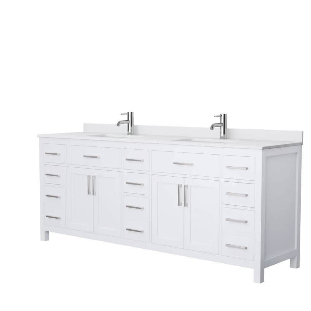 Grand 84 in. All Wood Double Vanity Only in White - Bathroom Vanities Outlet